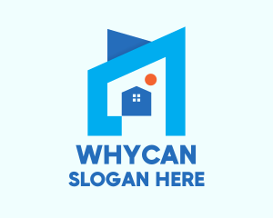 Blue Geometric House Logo