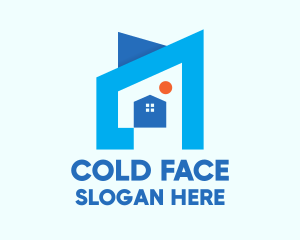 Design - Blue Geometric House logo design