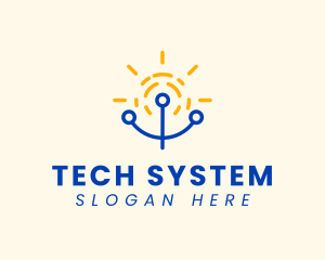 Power Plant - Solar Energy Circuit logo design