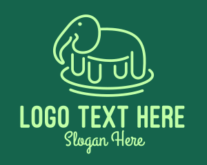 Wilderness - Green Elephant Line Art logo design