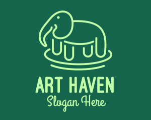 Green Elephant Line Art logo design