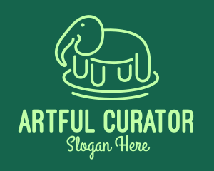 Green Elephant Line Art logo design