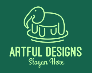 Green Elephant Line Art logo design