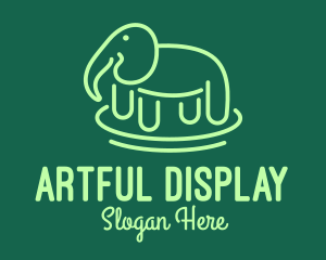 Green Elephant Line Art logo design