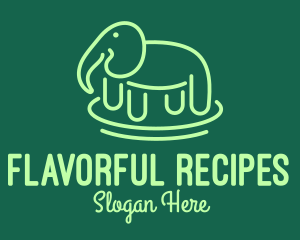 Daycare - Green Elephant Line Art logo design