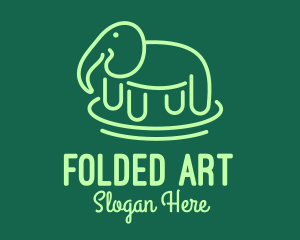 Green Elephant Line Art logo design