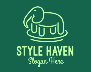 Baby Elephant - Green Elephant Line Art logo design