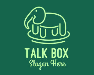 Line  Art - Green Elephant Line Art logo design