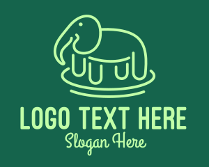 African Animal - Green Elephant Line Art logo design