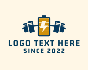 Battery - Fitness Energy Barbell logo design