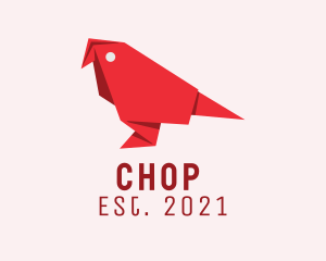 Bird - Red Parrot Origami logo design