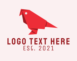 Pet Shop - Red Parrot Origami logo design