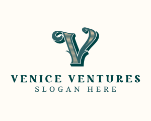 Antique Elegant Designer Letter V logo design