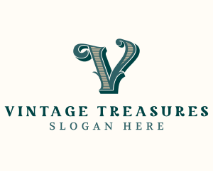 Antique Elegant Designer Letter V logo design