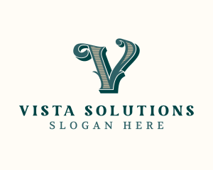 Antique Elegant Designer Letter V logo design