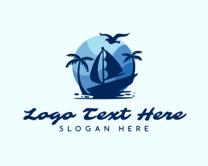 Blue Tropical Sailboat logo design