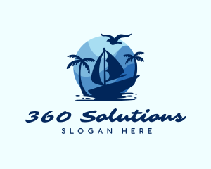 Blue Tropical Sailboat logo design