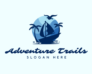 Blue Tropical Sailboat logo design