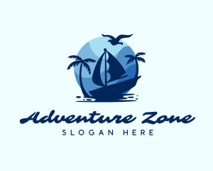 Blue Tropical Sailboat logo design