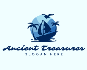 Blue Tropical Sailboat logo design