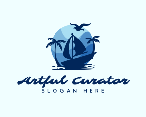 Blue Tropical Sailboat logo design