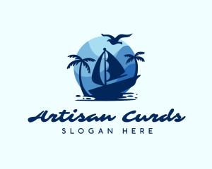 Blue Tropical Sailboat logo design