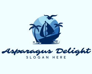 Blue Tropical Sailboat logo design