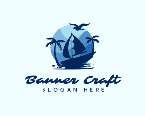 Blue Tropical Sailboat logo design