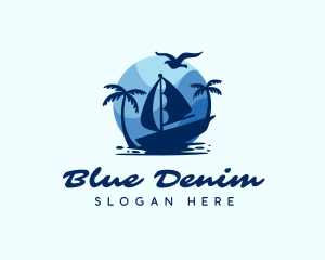 Blue Tropical Sailboat logo design