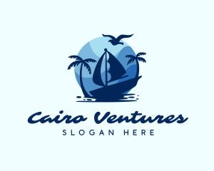 Blue Tropical Sailboat logo design