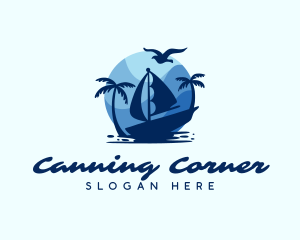 Blue Tropical Sailboat logo design