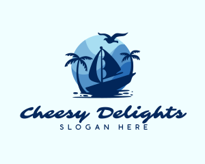 Blue Tropical Sailboat logo design