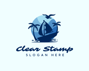 Blue Tropical Sailboat logo design