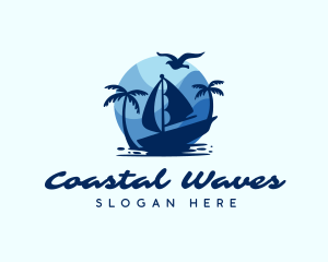 Coast - Blue Tropical Sailboat logo design