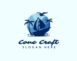 Blue Tropical Sailboat logo design