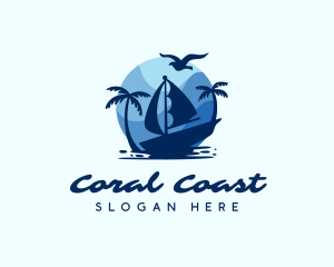 Blue Tropical Sailboat logo design