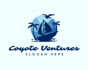 Blue Tropical Sailboat logo design