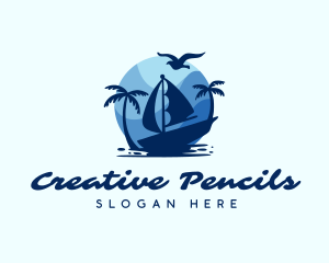 Blue Tropical Sailboat logo design