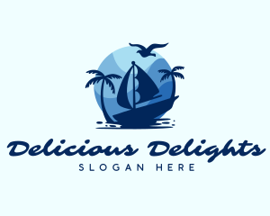 Blue Tropical Sailboat logo design