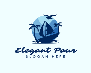 Blue Tropical Sailboat logo design