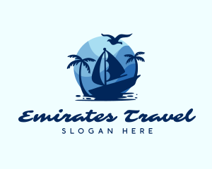 Blue Tropical Sailboat logo design