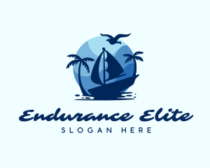 Blue Tropical Sailboat logo design