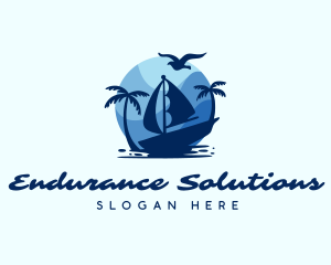 Blue Tropical Sailboat logo design