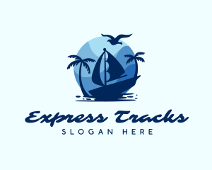 Blue Tropical Sailboat logo design