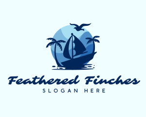 Blue Tropical Sailboat logo design