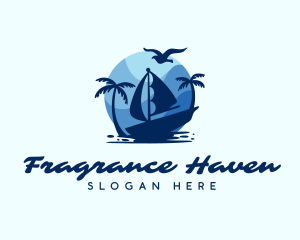 Blue Tropical Sailboat logo design