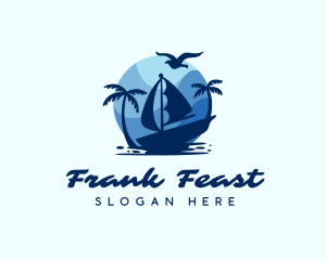 Blue Tropical Sailboat logo design