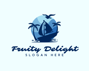 Blue Tropical Sailboat logo design