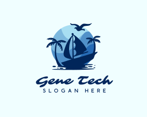 Blue Tropical Sailboat logo design