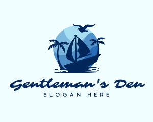 Blue Tropical Sailboat logo design